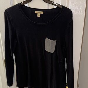 Black Long Sleeve Top with Gray Pocket